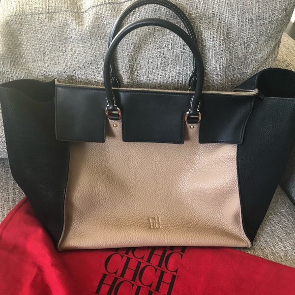 Carolina Herrera Handbags - Carolina Herrera CH Midi Vendome Bag Black & Nude